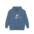 Blue hoodie with 'Salt of the Land' logo on a white background